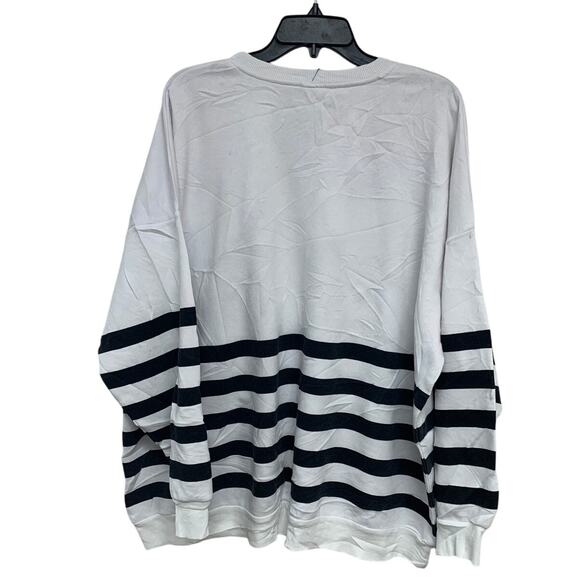 Upcycled Hand Printed Womens Large Yellow Blue Wild Bird Long Sleeve Sweatshirt - Picture 4 of 6